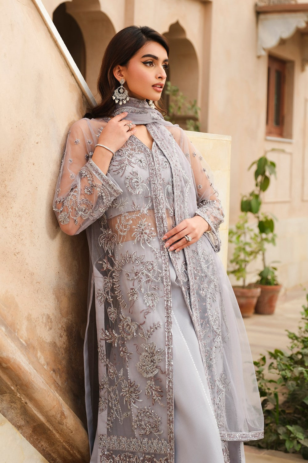 Maryum N Maria | Musk Formals | CELESTIA - FS40040 M Gray Net
