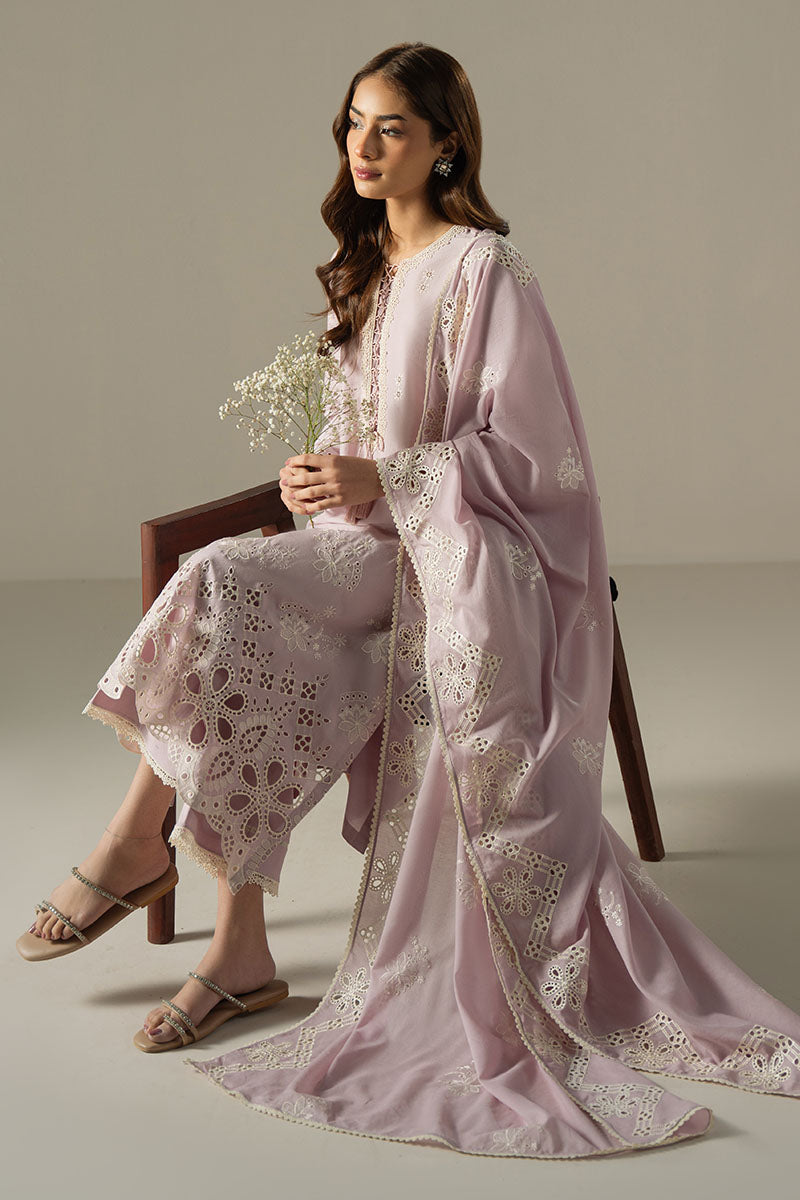 Cross Stitch | Chikankari Lawn 25 | LILAC BLOOM Custom Size Lilac Lawn