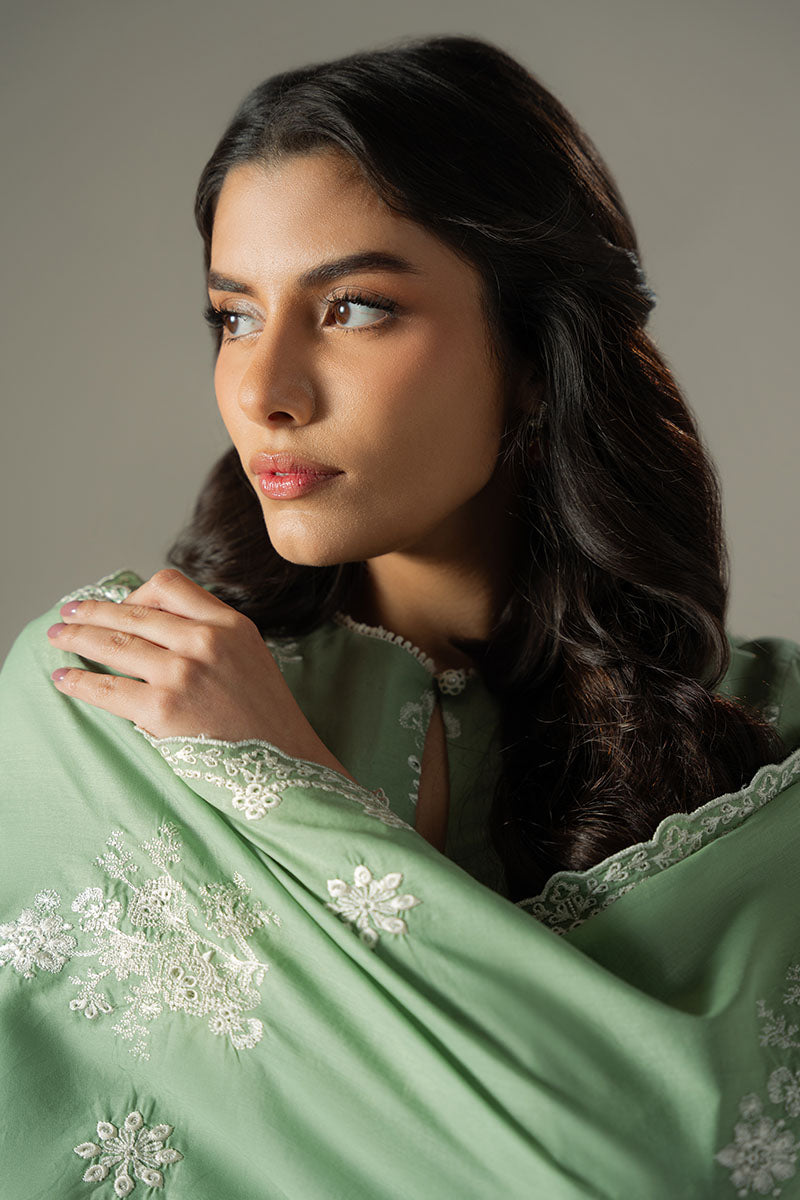 Cross Stitch | Chikankari Lawn 25 | SAGE GARDEN M Sage Green Lawn
