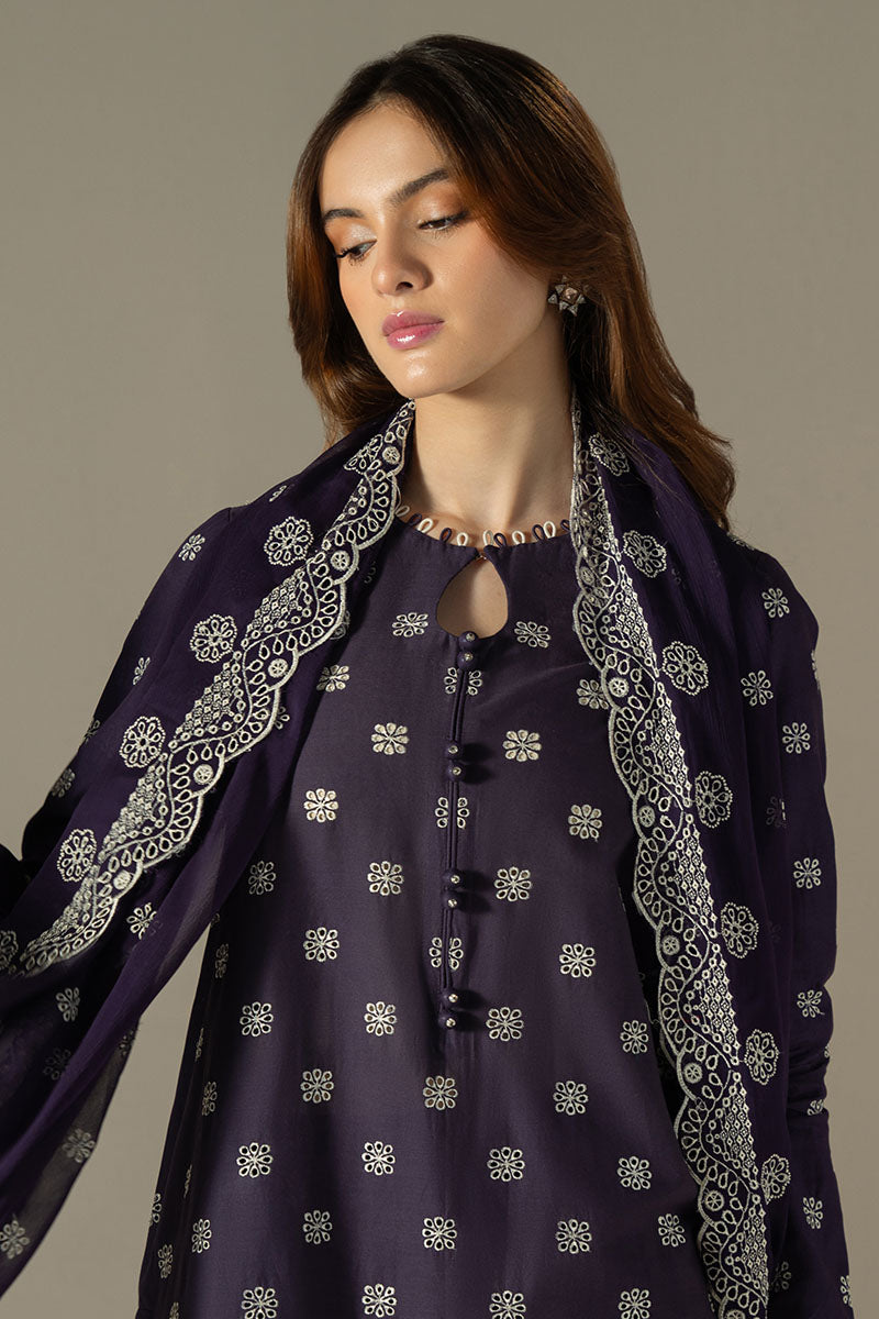 Cross Stitch | Chikankari Lawn 25 | INDIGO ROYAL L Dark Purple Lawn