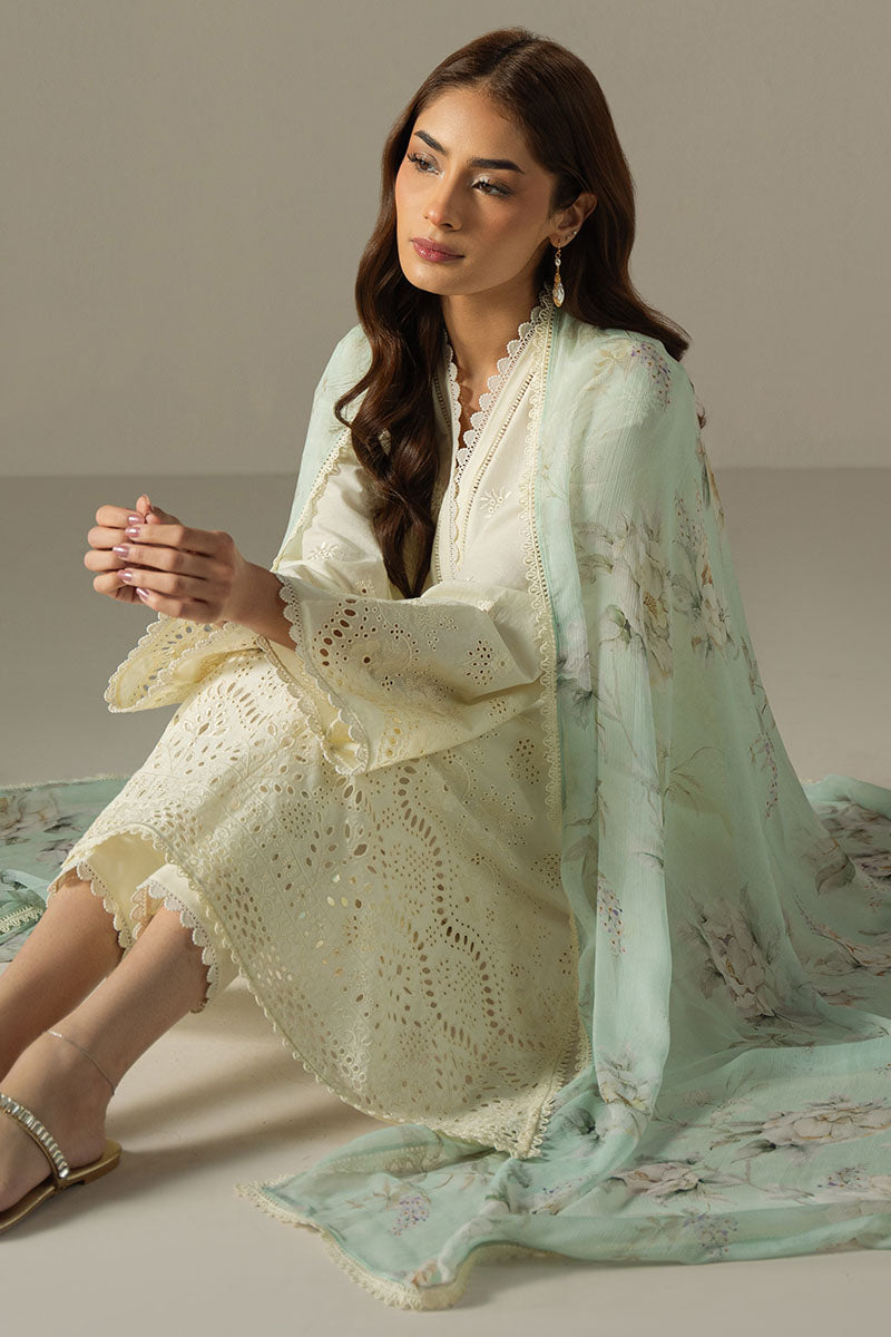 Cross Stitch | Chikankari Lawn 25 | FLORAL MELODY XL Ivory Lawn