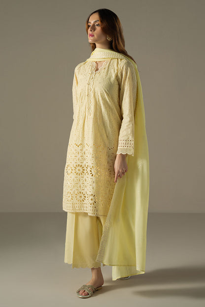 Cross Stitch | Chikankari Lawn 25 | LEMON ZEST XL Lime Yellow Lawn