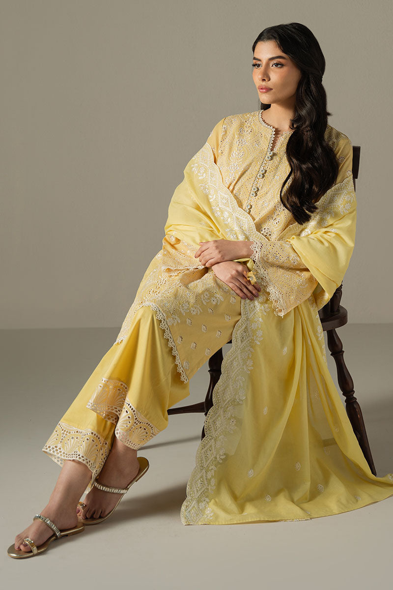 Cross Stitch | Chikankari Lawn 25 | ORCHID GEM XL Yellow Lawn
