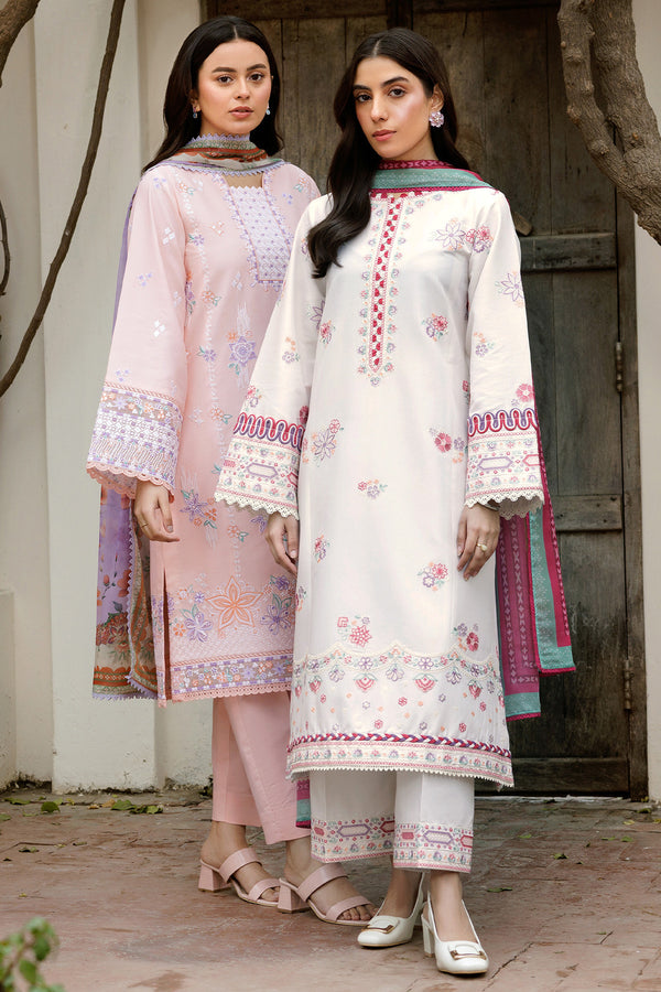 Farasha | Summer Weaves Embroidered Lawn | Pebble Glow XL White Lawn