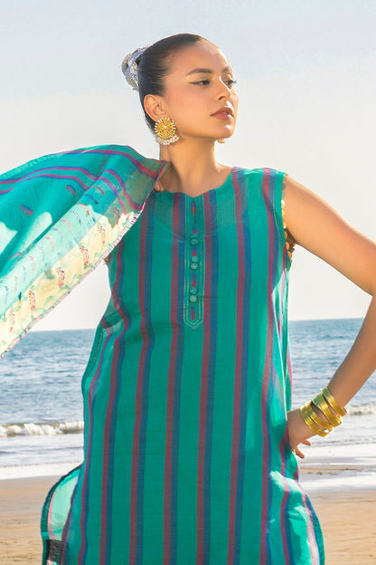 Gul Ahmed | Taara 25 | MJ-42034 L Teal Green Cotton Jacquard