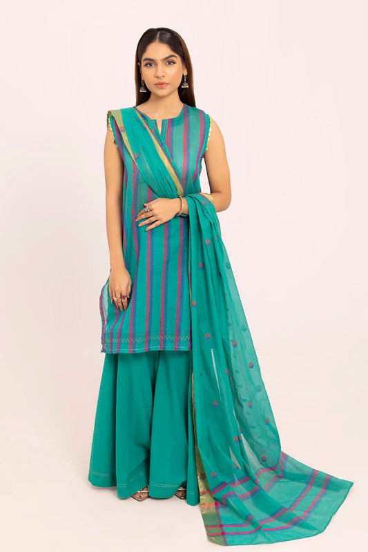 Gul Ahmed | Taara 25 | MJ-42034 XS Teal Green Cotton Jacquard