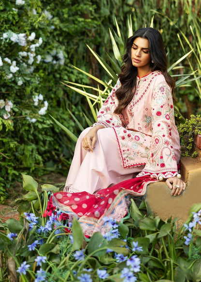 Sadaf Fawad Khan | Siraa Lawn 25 | PAISLEY GARDEN - B Custom Size Light Pink Lawn