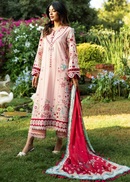 Sadaf Fawad Khan | Siraa Lawn 25 | PAISLEY GARDEN - B S Light Pink Lawn