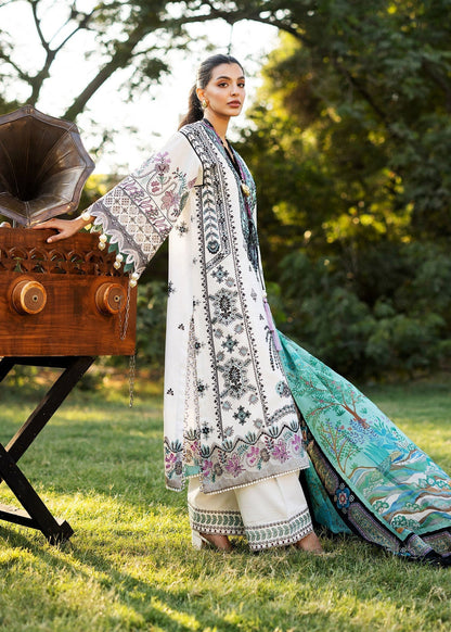 Sadaf Fawad Khan | Siraa Lawn 25 | PALM ISLAND - B XL White Lawn