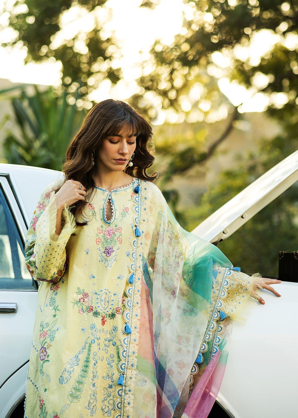 Sadaf Fawad Khan | Siraa Lawn 25 | MID SUMMER EVENING - B L Pastel Yellow Lawn