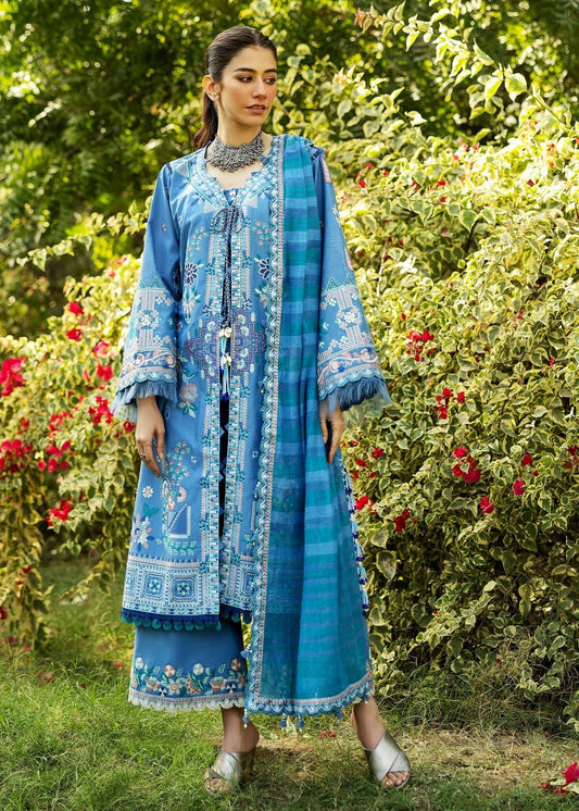 Sadaf Fawad Khan | Siraa Lawn 25 | WISTERIA - A XS Dusty Blue Lawn