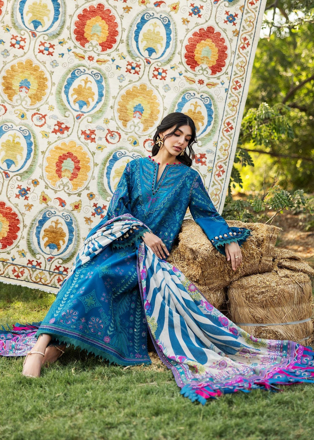 Sadaf Fawad Khan | Siraa Lawn 25 | LIANA - A XL Blue Lawn