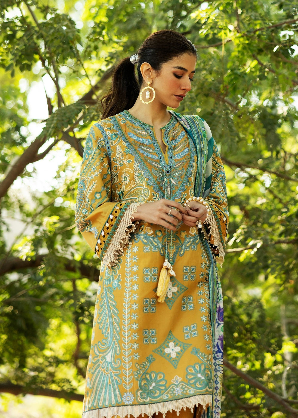 Sadaf Fawad Khan | Siraa Lawn 25 | LIANA - B L Mustard Yellow Lawn