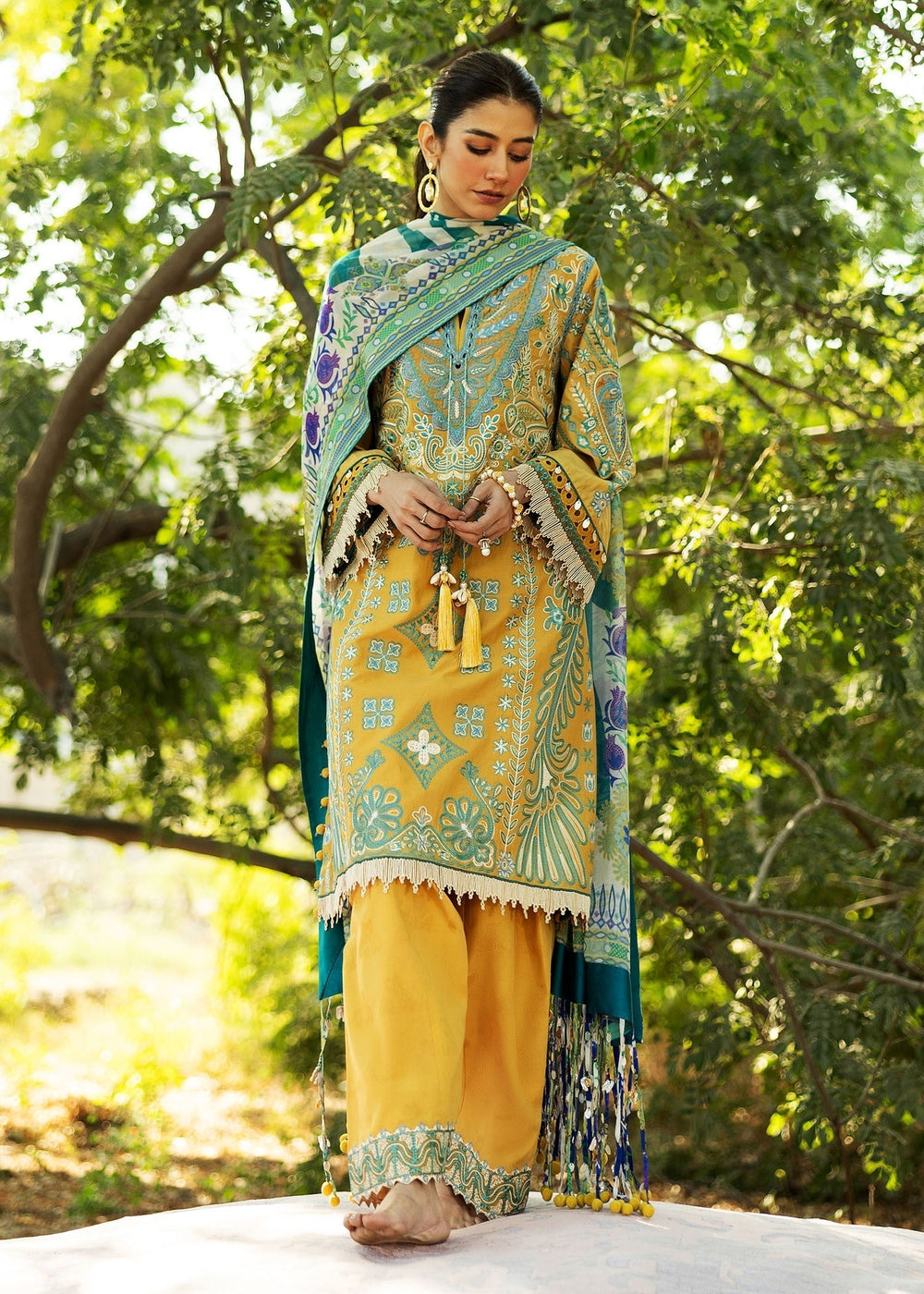Sadaf Fawad Khan | Siraa Lawn 25 | LIANA - B M Mustard Yellow Lawn
