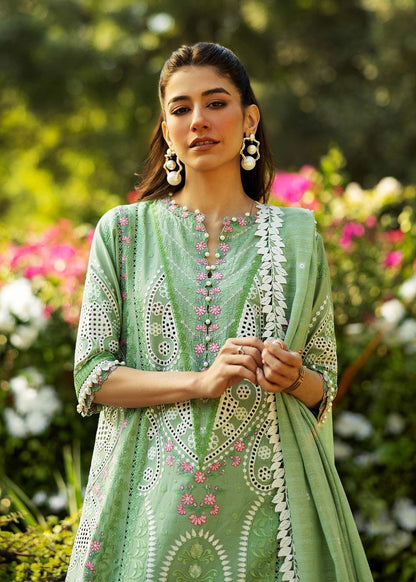 Sadaf Fawad Khan | Siraa Lawn 25 | FRENCH HEARTS - A L Mint Green Lawn