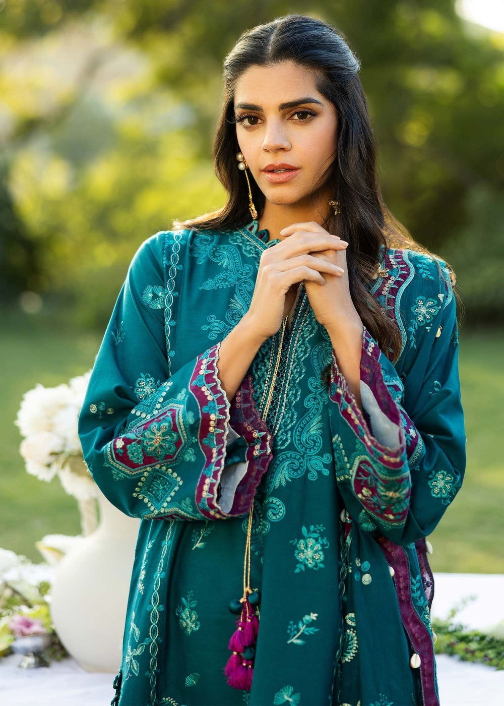 Sadaf Fawad Khan | Siraa Lawn 25 | KOI - B XL Teal Green Lawn