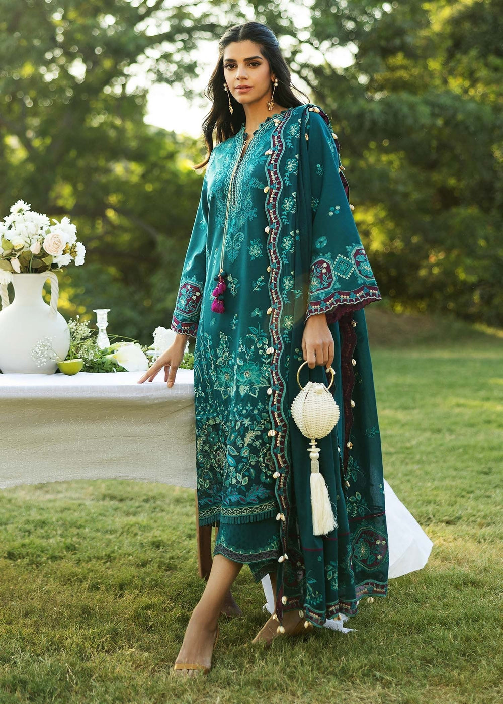 Sadaf Fawad Khan | Siraa Lawn 25 | KOI - B XS Teal Green Lawn