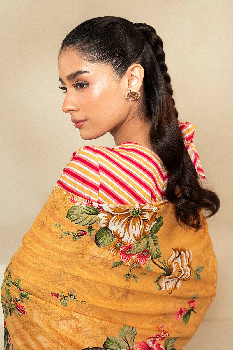 Cross Stitch | Daily Lawn 24 | GOLDEN ROSADO-3 PIECE LAWN SUIT - Pakistani Designer Dress - by Cross Stitch | Type: Casuals - 100% Original at Saira Sultan