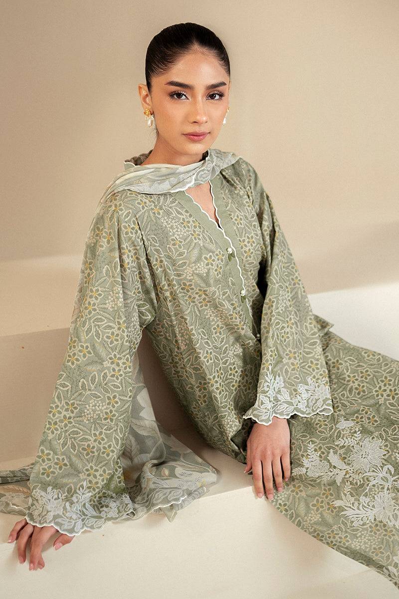 Cross Stitch | Daily Lawn 24 | SAGE BREEZE-3 PIECE LAWN SUIT - Pakistani Designer Dress - by Cross Stitch | Type: Casuals - 100% Original at Saira Sultan