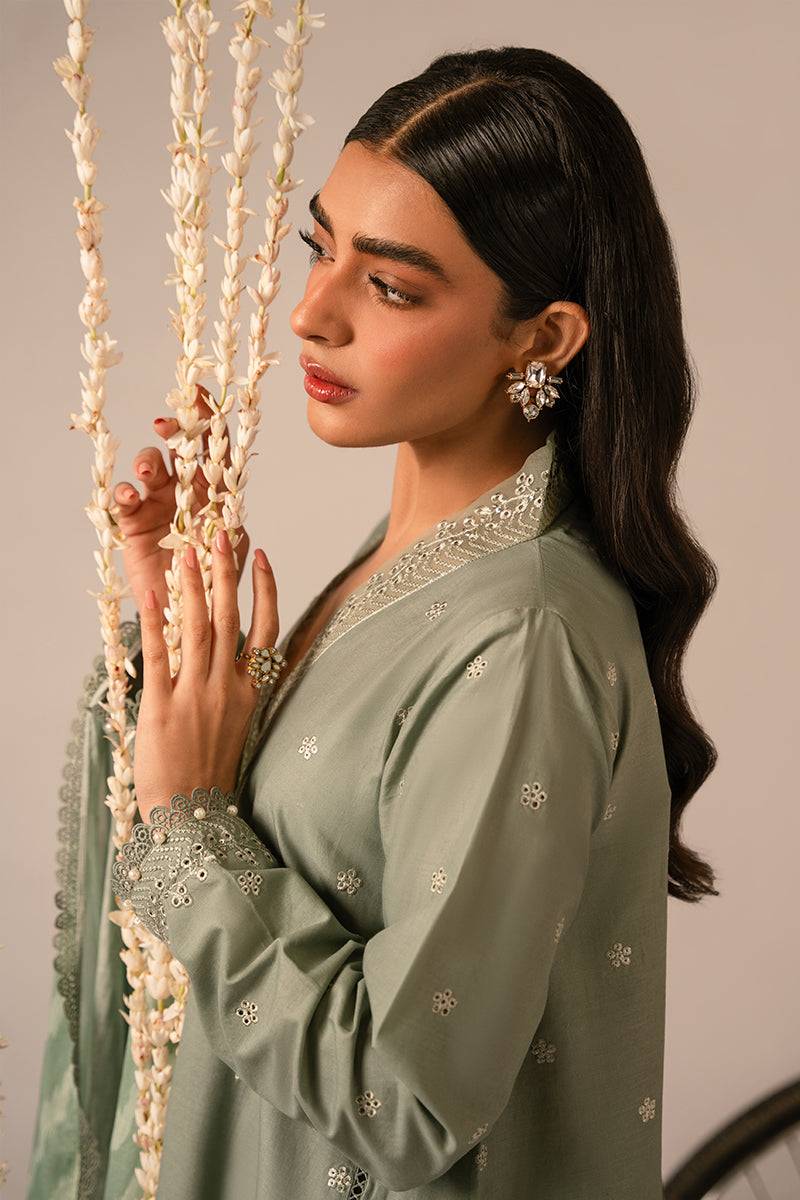 Cross Stitch | Mahiri Embroidered Collection 24 | Sage Green - Pakistani Designer Dress - by Cross Stitch | Type: Luxury - 100% Original at Saira Sultan