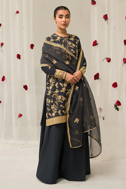 Cross Stitch | Luxe Atelier 24 | Charcoal Tint - Pakistani Designer Dress - by Cross Stitch | Type: Luxury - 100% Original at Saira Sultan