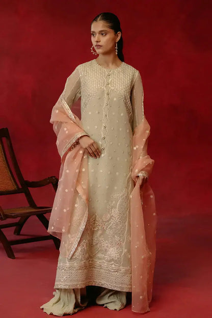 Cross Stitch | Luxe Atelier 24 | Pistachio Dawn - Pakistani Designer Dress - by Cross Stitch | Type: Luxury - 100% Original at Saira Sultan