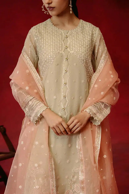 Cross Stitch | Luxe Atelier 24 | Pistachio Dawn - Pakistani Designer Dress - by Cross Stitch | Type: Luxury - 100% Original at Saira Sultan
