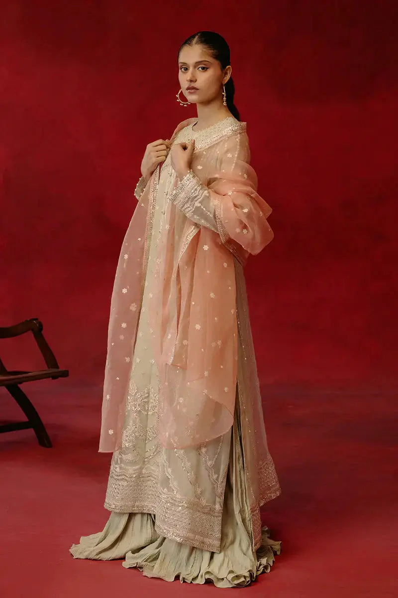 Cross Stitch | Luxe Atelier 24 | Pistachio Dawn - Pakistani Designer Dress - by Cross Stitch | Type: Luxury - 100% Original at Saira Sultan