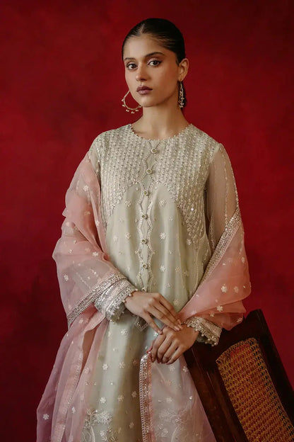Cross Stitch | Luxe Atelier 24 | Pistachio Dawn - Pakistani Designer Dress - by Cross Stitch | Type: Luxury - 100% Original at Saira Sultan