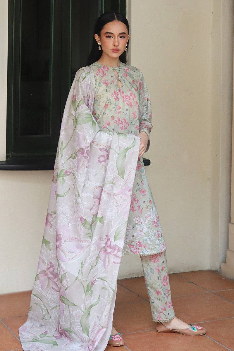 Cross Stitch | Printed Lawn | OLIVE AURA - Pakistani Designer Dress - by Cross Stitch | Type: Luxury - 100% Original at Saira Sultan
