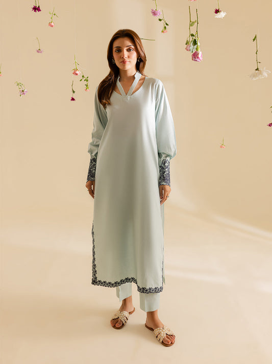 Mahnur | Petal Whispers Lawn Pret | Crystal XS Ice Blue Lawn