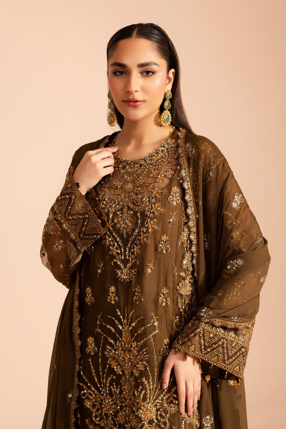 Maryum N Maria | Zircon Formals | DARIA - MS40077 M Olive Haze Organza