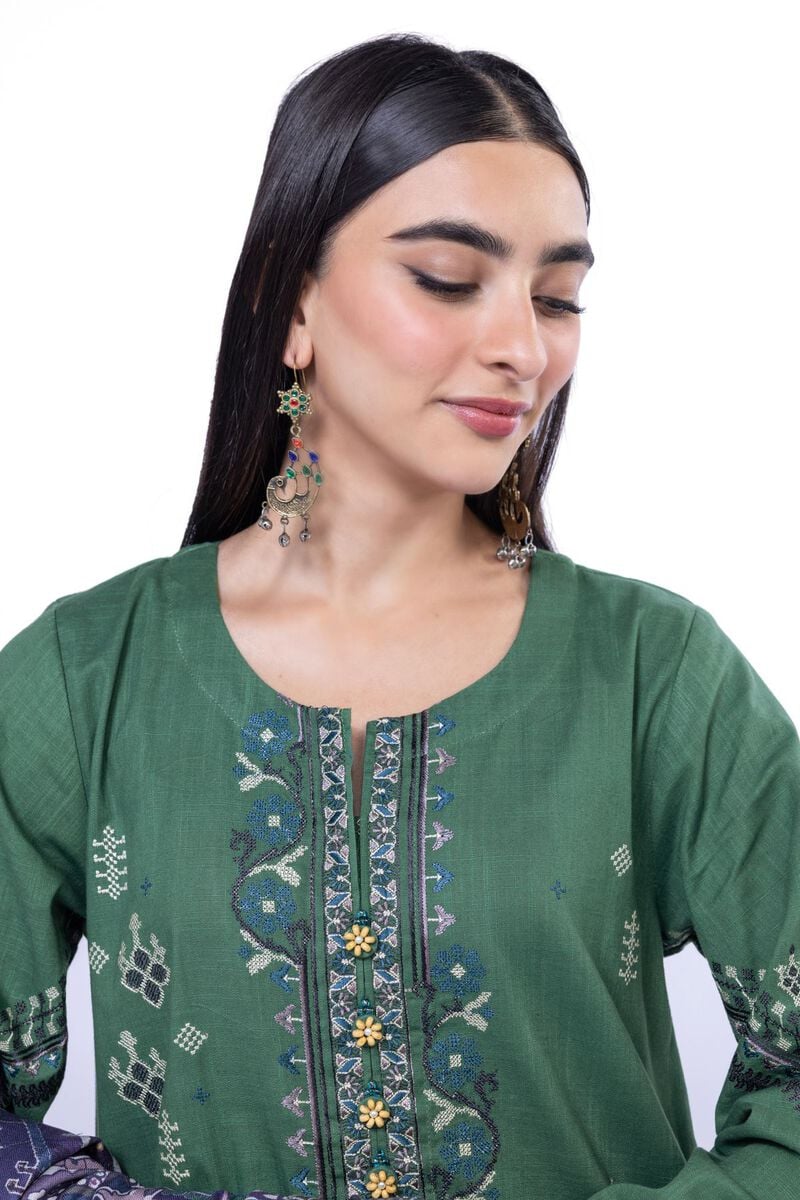 Khaadi | My Winter Mood | DCH02 L Teal Green Cross Stitch