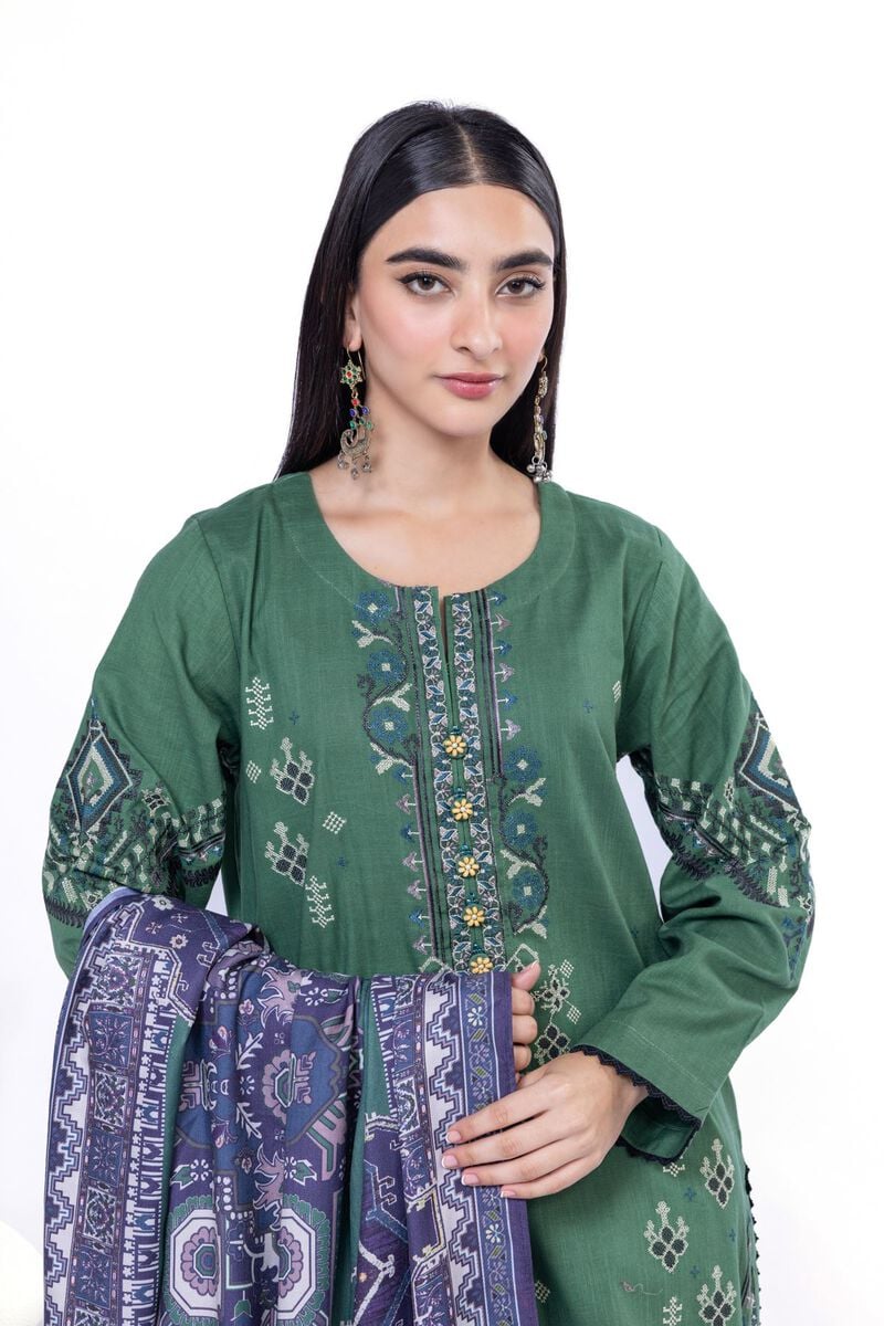 Khaadi | My Winter Mood | DCH02 M Teal Green Cross Stitch