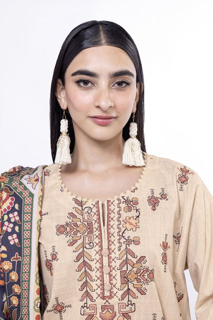 Khaadi | My Winter Mood | DCH05 L Beige Cross Stitch