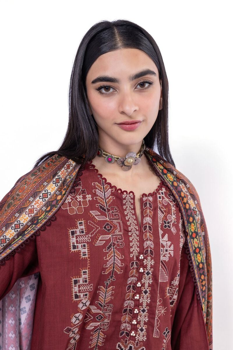 Khaadi | My Winter Mood | DCH06 M Maroon Cross Stitch