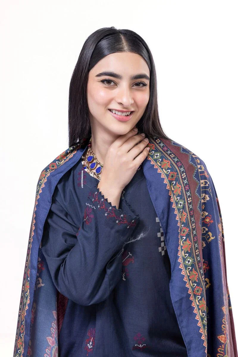 Khaadi | My Winter Mood | DCH07 M Navy Blue Cross Stitch