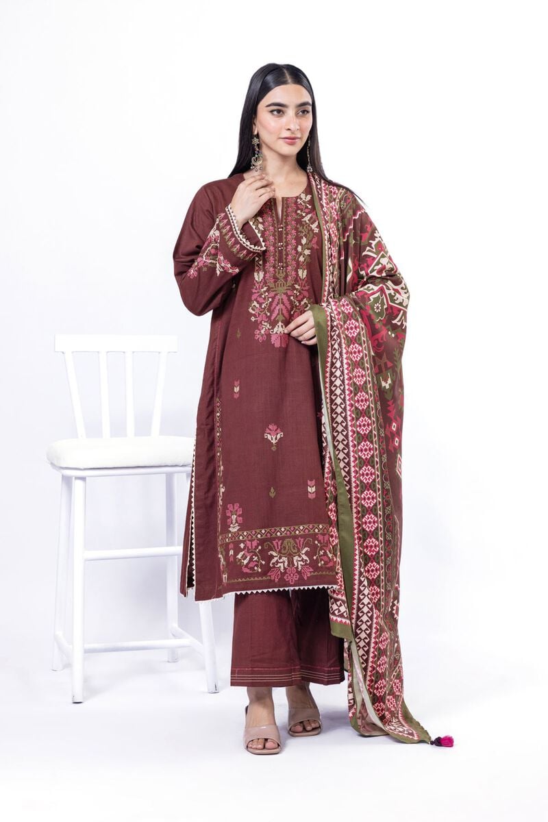 Khaadi | My Winter Mood | DCH08 L Maroon Cross Stitch