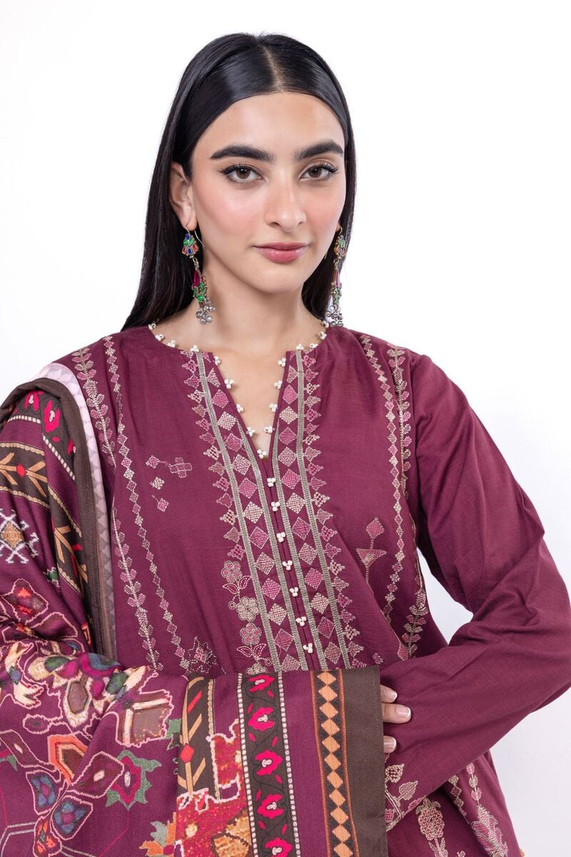 Khaadi | My Winter Mood | DCH09 L Wine Cross Stitch