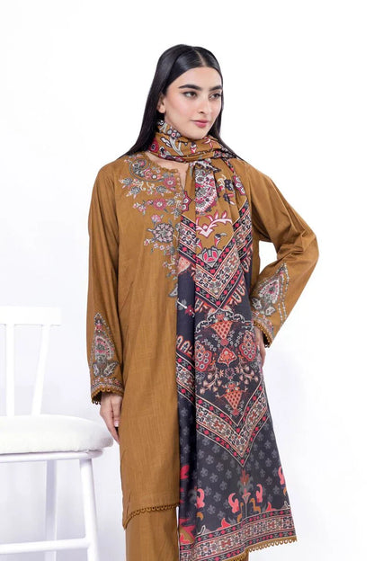 Khaadi | My Winter Mood | DCH12 M Mustard Brown Cross Stitch