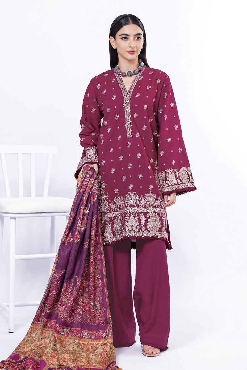 Khaadi | My Winter Mood | DK23Z XS Wine Khaddar