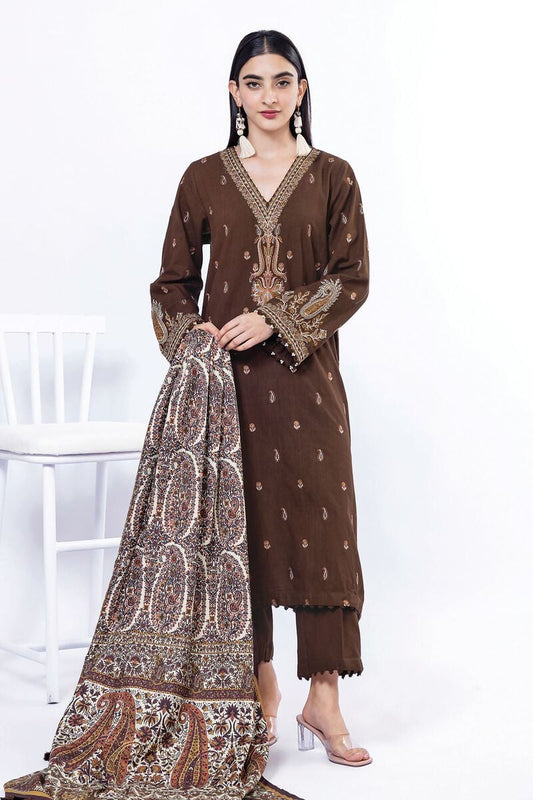 Khaadi | My Winter Mood | DK24 XS Deep Chocolate Khaddar