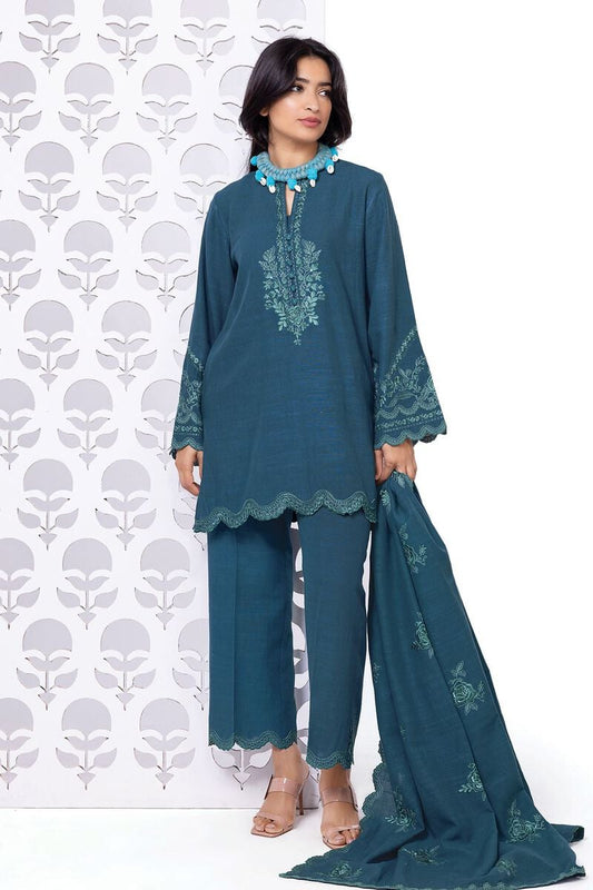 Khaadi | My Winter Mood | DKN01 XS Teal Blue Khaddar