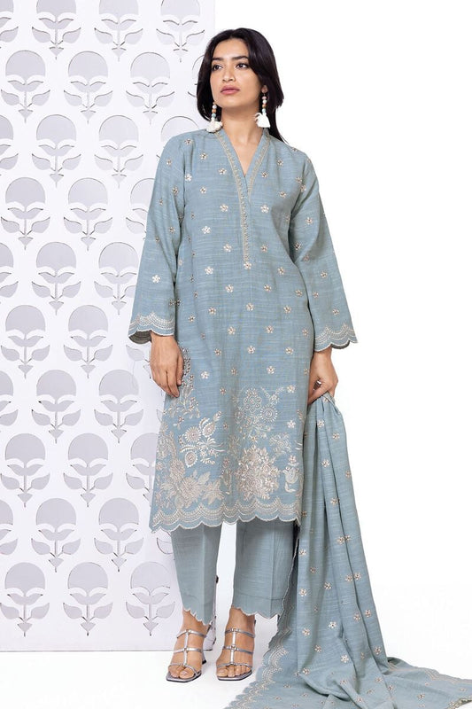 Khaadi | My Winter Mood | DKN03 XS Pale Sky Blue Khaddar