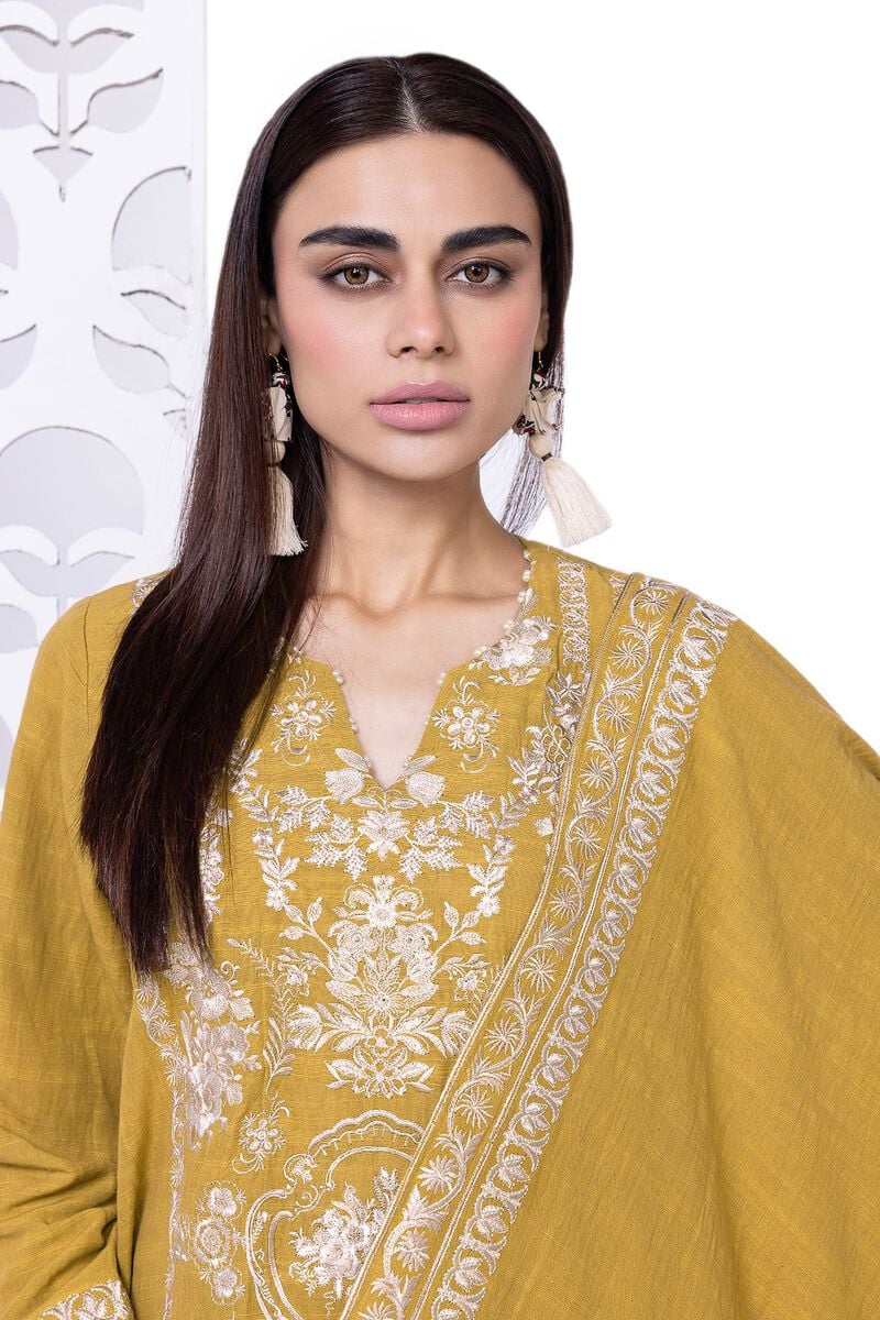 Khaadi | My Winter Mood | DKN04 L Mustard Yellow Khaddar