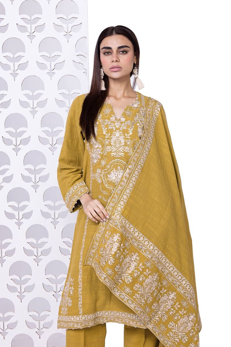 Khaadi | My Winter Mood | DKN04 M Mustard Yellow Khaddar