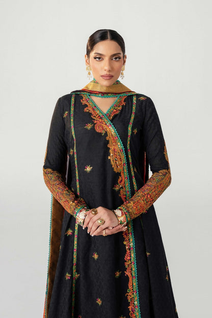 Fahad Hussayn | Jalsa Ghar | Dochalla Custom Size Black Lawn