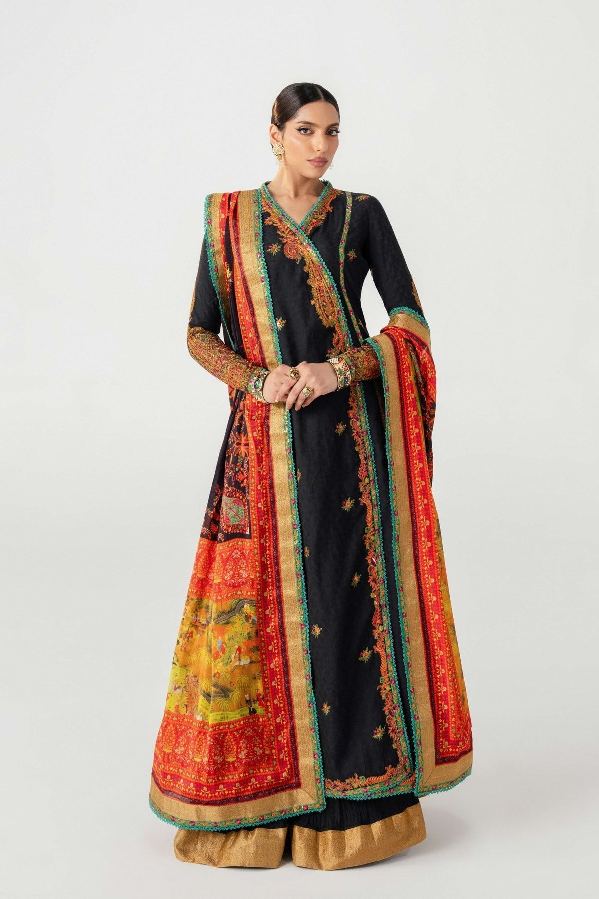Fahad Hussayn | Jalsa Ghar | Dochalla XS Black Lawn