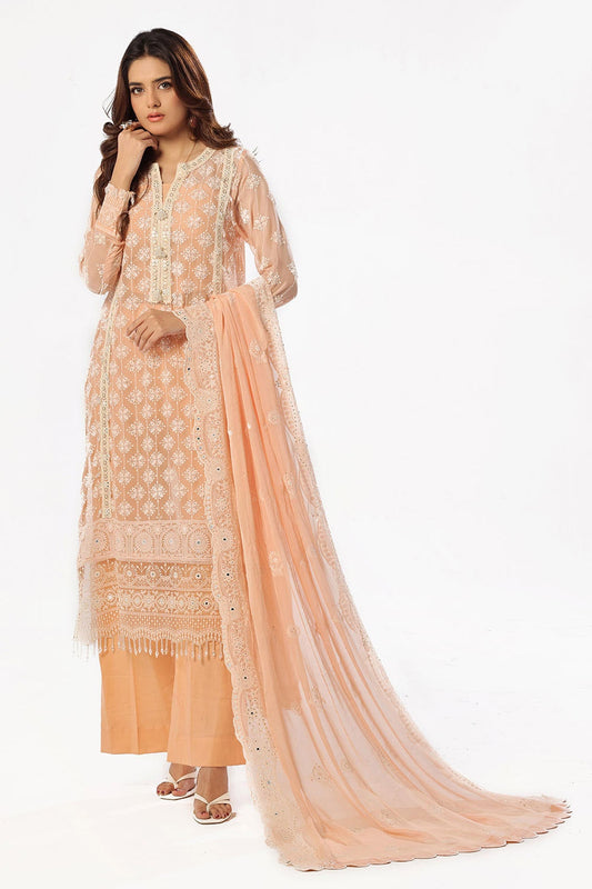 Gul Ahmed | Festive Eid 25 | LE-52024 XS Pale Peach Chiffon