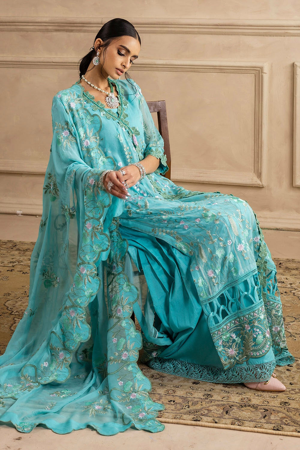 Gul Ahmed | Festive Eid 25 | LE-52005 Custom Size Light Blue Chiffon